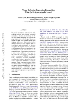 Visual Referring Expression Recognition: What Do Systems Actually Learn?