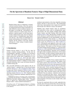 On the Spectrum of Random Features Maps of High Dimensional Data