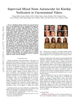 Supervised Mixed Norm Autoencoder for Kinship Verification in
  Unconstrained Videos