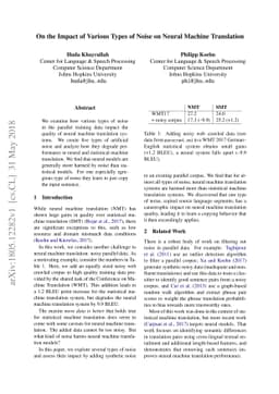 On the Impact of Various Types of Noise on Neural Machine Translation