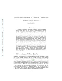 Distributed Estimation of Gaussian Correlations