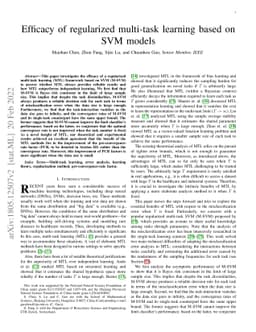 Efficacy of regularized multi-task learning based on SVM models