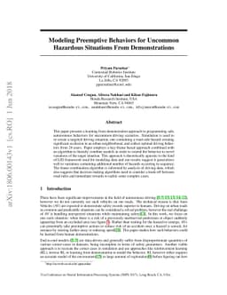 Modeling Preemptive Behaviors for Uncommon Hazardous Situations From
  Demonstrations