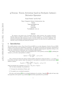q-Neurons: Neuron Activations based on Stochastic Jackson's Derivative
  Operators