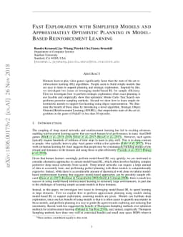 Fast Exploration with Simplified Models and Approximately Optimistic
  Planning in Model Based Reinforcement Learning