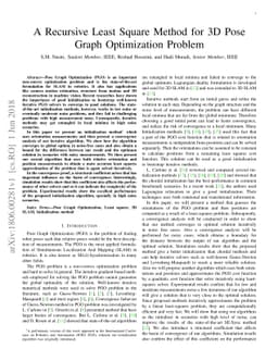 A Recursive Least Square Method for 3D Pose Graph Optimization Problem