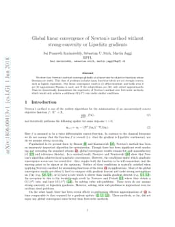 Global linear convergence of Newton's method without strong-convexity or
  Lipschitz gradients