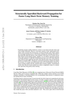 Structurally Sparsified Backward Propagation for Faster Long Short-Term
  Memory Training