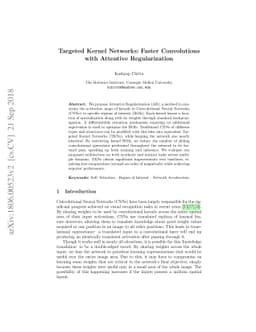 Targeted Kernel Networks: Faster Convolutions with Attentive
  Regularization