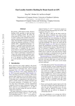 Fast Locality Sensitive Hashing for Beam Search on GPU
