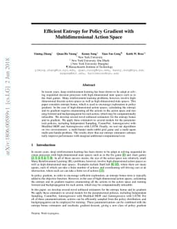Efficient Entropy for Policy Gradient with Multidimensional Action Space