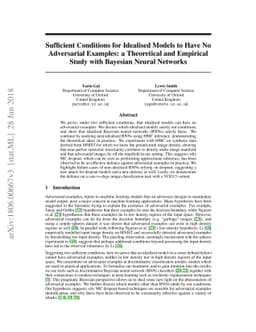 Sufficient Conditions for Idealised Models to Have No Adversarial
  Examples: a Theoretical and Empirical Study with Bayesian Neural Networks