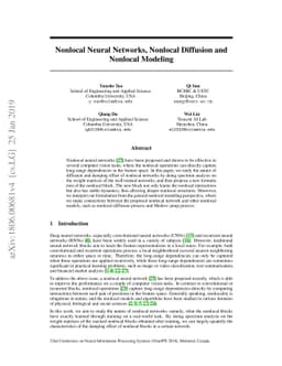 Nonlocal Neural Networks, Nonlocal Diffusion and Nonlocal Modeling