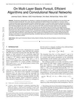 On Multi-Layer Basis Pursuit, Efficient Algorithms and Convolutional
  Neural Networks