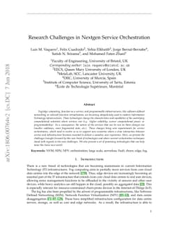 Research Challenges in Nextgen Service Orchestration