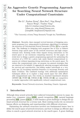 An Aggressive Genetic Programming Approach for Searching Neural Network
  Structure Under Computational Constraints