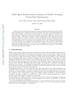 Multi-Agent Reinforcement Learning via Double Averaging Primal-Dual
  Optimization