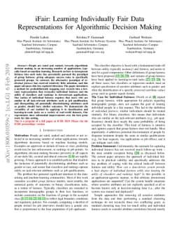iFair: Learning Individually Fair Data Representations for Algorithmic
  Decision Making