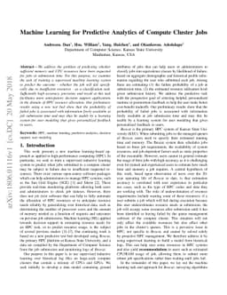 Machine Learning for Predictive Analytics of Compute Cluster Jobs