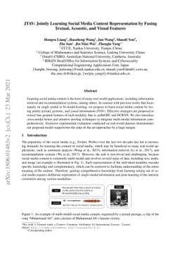 JTAV: Jointly Learning Social Media Content Representation by Fusing
  Textual, Acoustic, and Visual Features