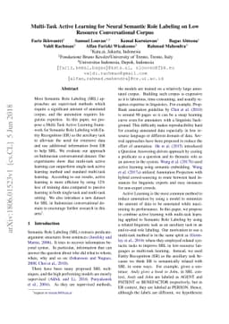 Multi-Task Active Learning for Neural Semantic Role Labeling on Low
  Resource Conversational Corpus