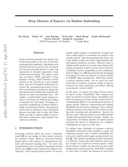 Deep Mixture of Experts via Shallow Embedding