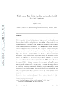 Multi-sensor data fusion based on a generalised belief divergence
  measure