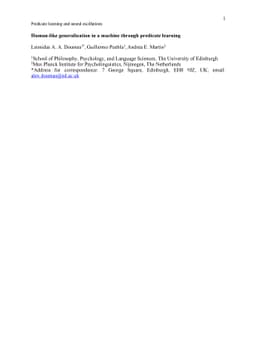 Human-like generalization in a machine through predicate learning