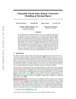 Sequential Attend, Infer, Repeat: Generative Modelling of Moving Objects
