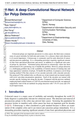 Y-Net: A deep Convolutional Neural Network for Polyp Detection