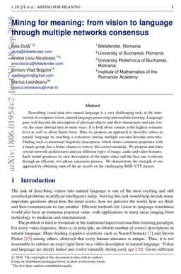 Mining for meaning: from vision to language through multiple networks
  consensus