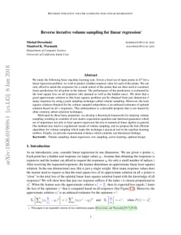 Reverse iterative volume sampling for linear regression