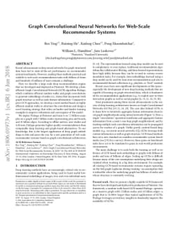Graph Convolutional Neural Networks for Web-Scale Recommender Systems