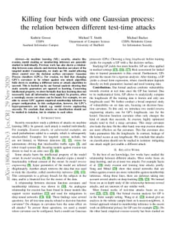 Killing four birds with one Gaussian process: the relation between
  different test-time attacks