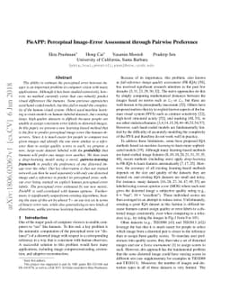 PieAPP: Perceptual Image-Error Assessment through Pairwise Preference