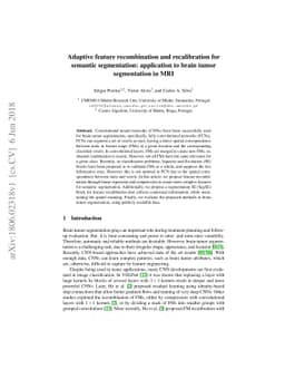 Adaptive feature recombination and recalibration for semantic
  segmentation: application to brain tumor segmentation in MRI
