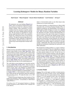 Learning Kolmogorov Models for Binary Random Variables