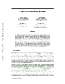Causal Interventions for Fairness