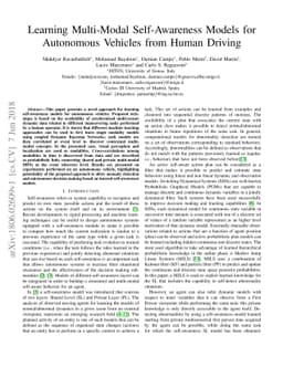Learning Multi-Modal Self-Awareness Models for Autonomous Vehicles from
  Human Driving
