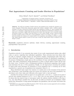 Fast Approximate Counting and Leader Election in Populations