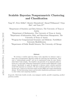 Scalable Bayesian Nonparametric Clustering and Classification