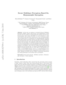 Secure Multilayer Perceptron Based On Homomorphic Encryption