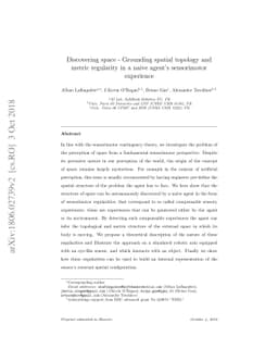 Discovering space - Grounding spatial topology and metric regularity in
  a naive agent's sensorimotor experience