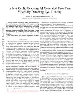 In Ictu Oculi: Exposing AI Generated Fake Face Videos by Detecting Eye
  Blinking