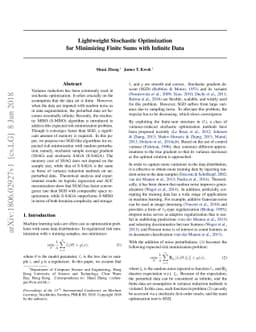 Lightweight Stochastic Optimization for Minimizing Finite Sums with
  Infinite Data