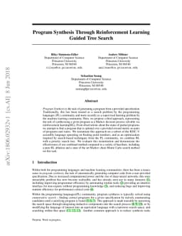 Program Synthesis Through Reinforcement Learning Guided Tree Search