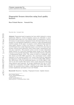 Fingerprint liveness detection using local quality features