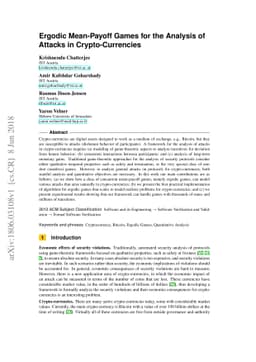 Ergodic Mean-Payoff Games for the Analysis of Attacks in
  Crypto-Currencies