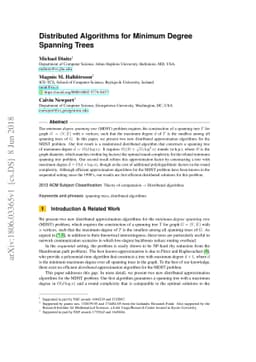 Distributed Algorithms for Minimum Degree Spanning Trees