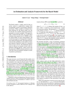 An Estimation and Analysis Framework for the Rasch Model